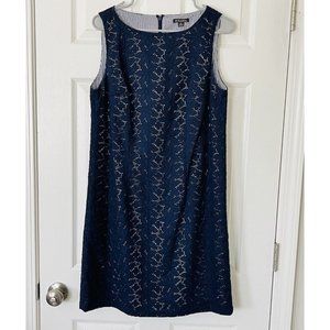 Brooks Brothers Navy 100% Cotton Eyelet Dress - 10